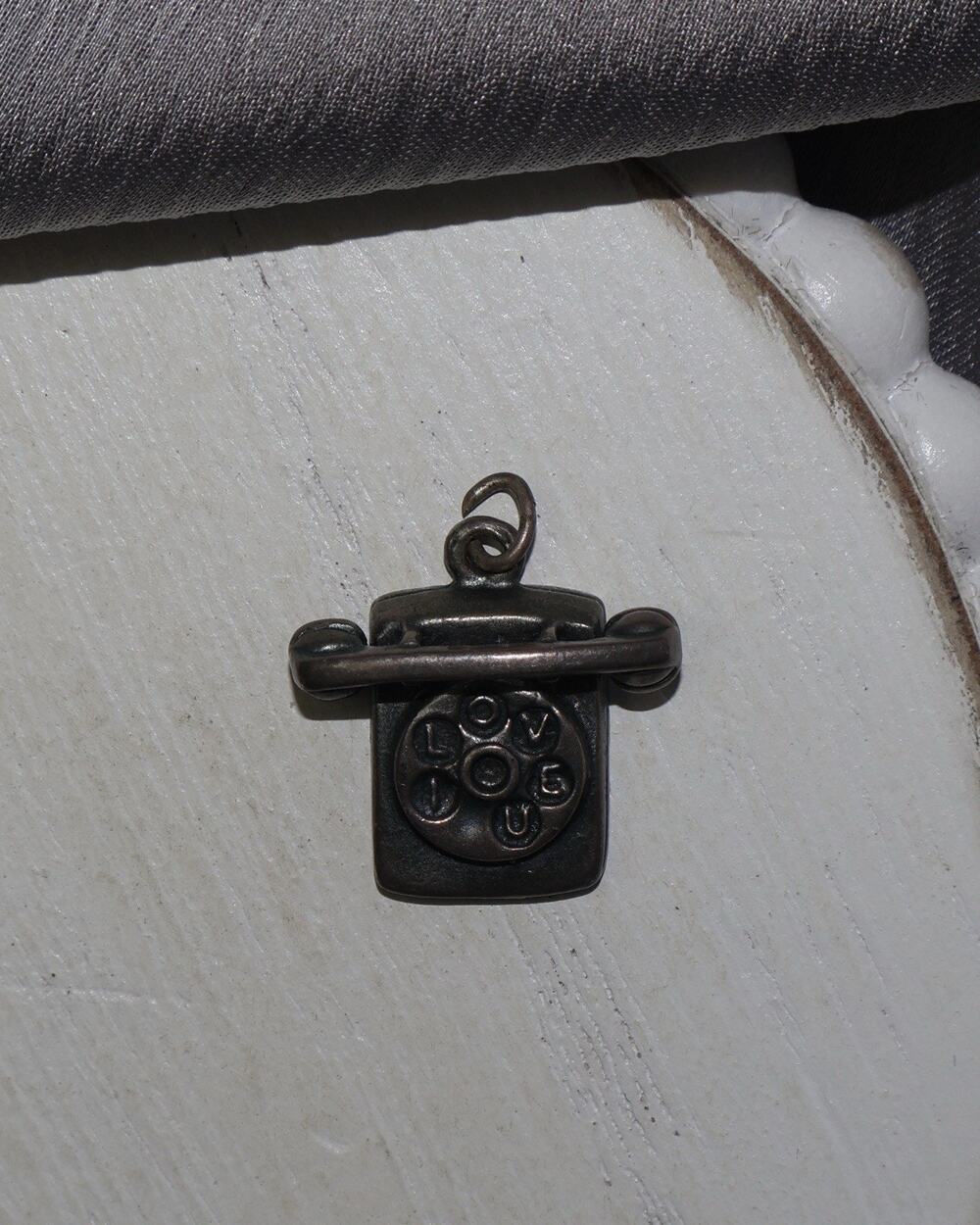 I Love U Sterling Silver Phone Charm 3.1G / 0.7in
